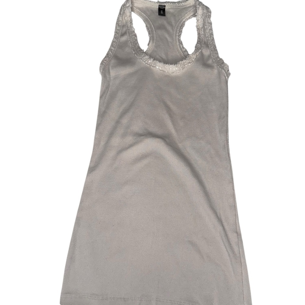 🔥3/$30 🔥 Venti6 Light Gray Sequin Trim Tank Top Size Small